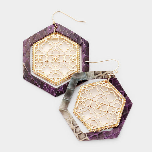Lacey Faux Leather Earrings